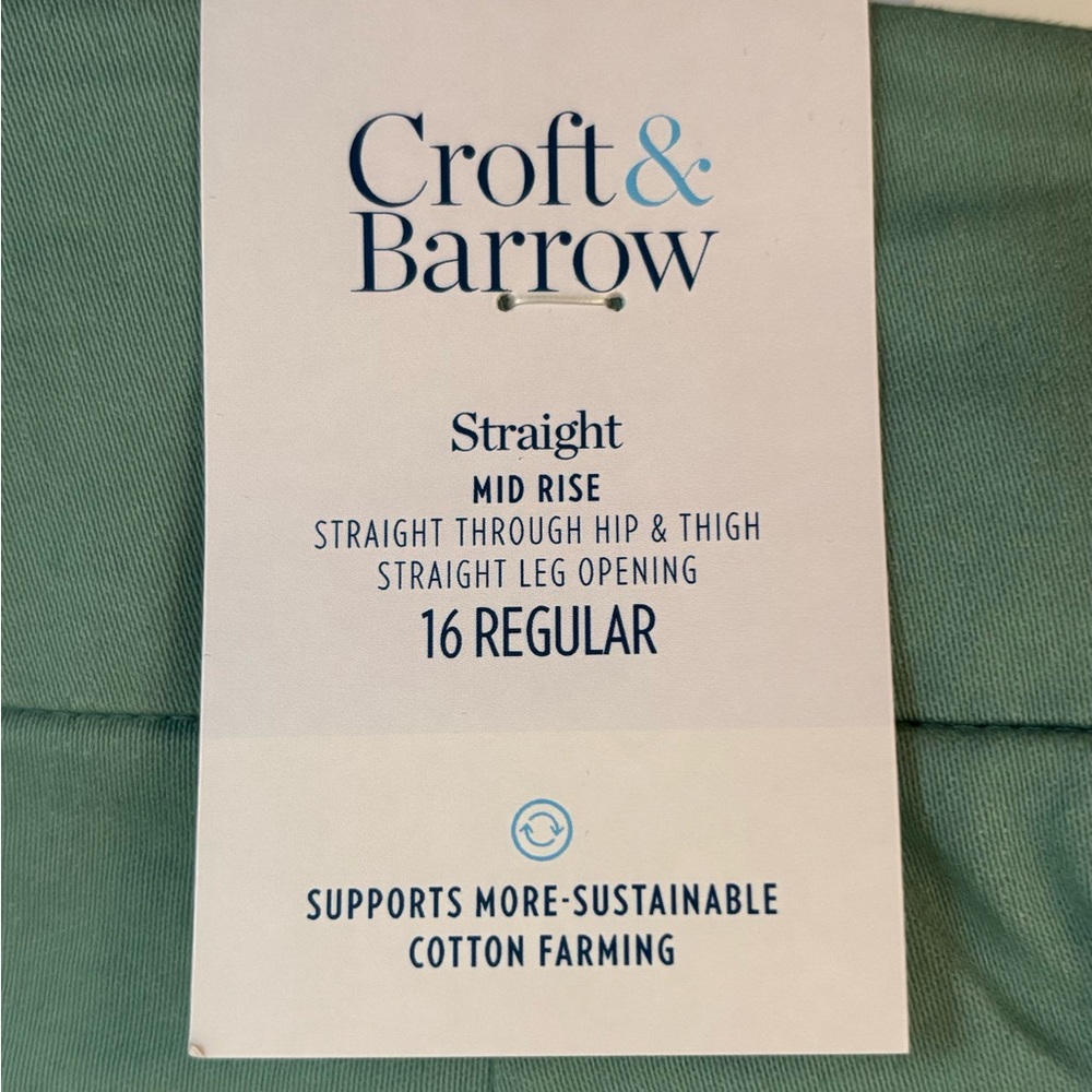 Croft & Barrow Straight Mid Rise Pants 16 Regular Color Spring Teal - Picture 2 of 10